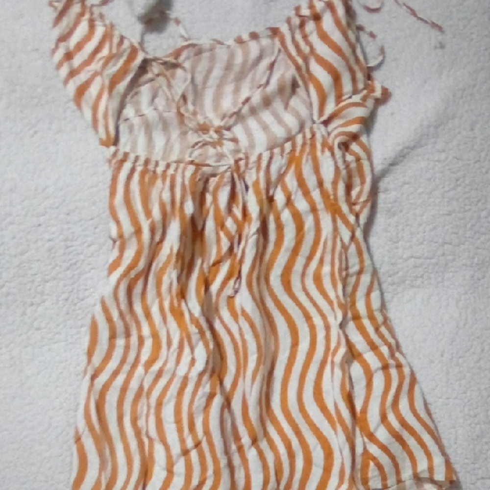 Orange and White Striped High Low Dress